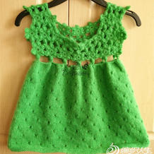 清新草木绿儿童钩织结合小裙