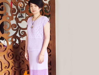机织云朵女士短袖套裙 LK150快乐编织机作品