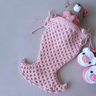 手工编织棒针美人鱼婴儿睡袋