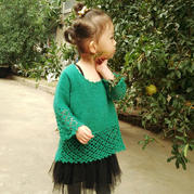 初秋的那抹綠 云侶兒童鉤織結合罩衫