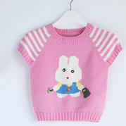 宝宝棒针插肩袖小兔图案毛衣编织视频教程（2-1）