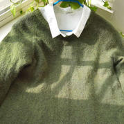 秋橄欖 從領口往下織云侶女士棒針羊毛馬海毛衣