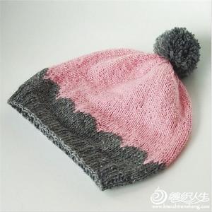 冬季保暖必备双色拼贝壳花儿童帽