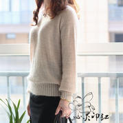 小V領(lǐng)泡泡袖女士棒針馬海毛衣