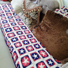 美国队长毯子改版沙发垫 钩针星形图案拼花毯