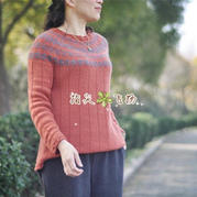 鳳棲梧 春暖花開也織精美提花圓肩毛衣