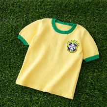 巴西队球服 儿童棒针短袖套头毛衣编织视频
