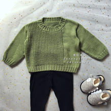 秋绿 时尚简约美丽诺2-3岁儿童棒针毛衣