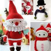 可爱钩针玩偶和挂饰 毛线编织圣诞老人与雪人