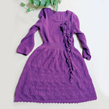 紫云 女士棒针束腰连衣裙（含花朵围巾）