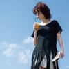 無需穿打底的鉤織結合炫酷女生流蘇短袖衫