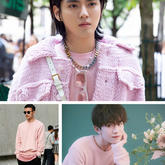 毛线款式选对，男士着粉色毛衣也依然难掩帅气