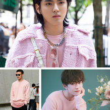 毛线款式选对，男士着粉色毛衣也依然难掩帅气