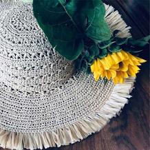 夏天最好的搭配 和纸编织女士钩针流苏帽子