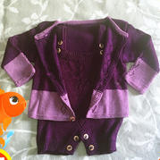 萌芽 紫色寶寶中性開衫及開襠背帶褲