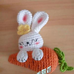 小白兔和最爱的胡萝卜 钩针兔子萝卜玩偶编织图解