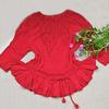片片红叶情 女士棒针叶子花裙式八分袖套头衫 