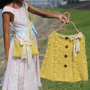 甜美风粗针织儿童棒针裙子与包包