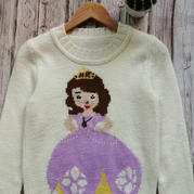 小雪编织儿童棒针苏菲亚公主图案套头毛衣