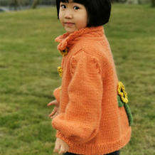 粗针织韩版女童棒针向日葵花朵开衫  