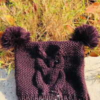 羊毛线编织猫头鹰造型儿童棒针帽子