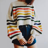 织一件彩色条纹毛衣冲进春天，比比谁更靓？