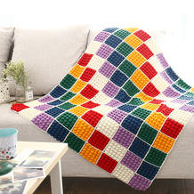 彩虹泡泡毯子（2-1）方形织片钩针拼花毯编织视频
