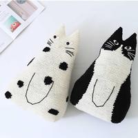 黑白貓抱枕 （黑貓款）創意手工毛線玩偶抱枕編織視頻