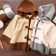 焦糖玛奇朵（2-2）中式风格儿童棒针连帽开衫外套毛衣编织视频