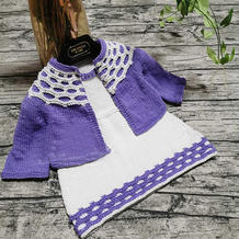 紫烟 德棉宝宝棒针开衫与背心裙套装