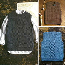 3款风格不同的初秋手工编织男款背心编织图解