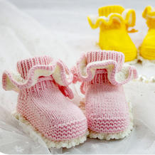 钩织结合花边宝宝高筒鞋（2-1）毛线钩宝宝鞋袜编织视频教程