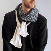 棒针编织与针织布料拼接款男士围巾