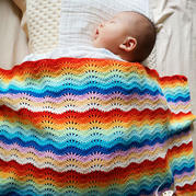 實用彩虹色鉤針水波紋童毯
