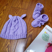 新生寶寶棒針羊羔帽、有幫嬰兒鞋 