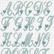 带爱心的26个英文字母编织图案