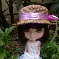 Blythe小布娃娃钩针夏季帽子和小礼服