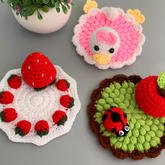 手机支架草莓款（3-2）创意毛线编织台饰小物编织视频