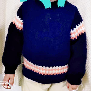 三岁半小男孩简约棒针提花毛衣