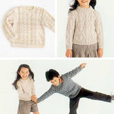 男孩女孩都适合的儿童棒针扭花圆领毛衣2款（100cm~120cm）