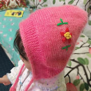 仙女護耳帽  兒童棒針系帶精靈帽
