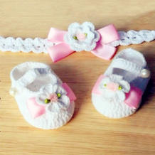 甜美公主系宝宝鞋与发带（3-1）毛线钩编宝宝鞋底编织视频教程