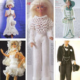芭比的时尚复古现代装 钩针娃娃服饰编织图解