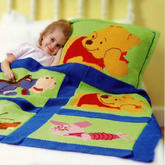 迪士尼小熊维尼主题图案棒针毯子与抱枕