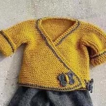 看图仿衣姜黄色婴儿对襟和尚服开衫