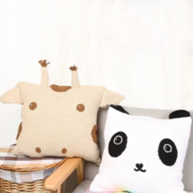 熊猫抱枕套(2-2)创意毛线卡通抱枕编织视频教程