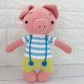 小胖豬（3-1）背帶褲鉤針小豬玩偶編織視頻