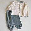手工编织婴儿套装（棒针圆领小开衫+休闲长裤）