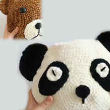 熊猫小熊抱枕(3-1)雪尼尔粗线钩针编织趣味卡通抱枕视频教程
