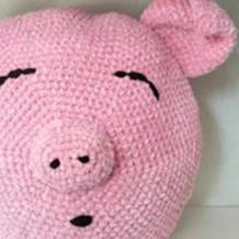 小猪抱枕(3-3)雪尼尔粗线钩针编织趣味卡通抱枕视频教程